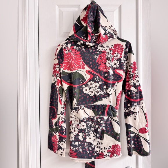 Lucky Brand Japanese Floral Belted Jacket With Hood - Cotton Size Medium - Picture 7 of 9